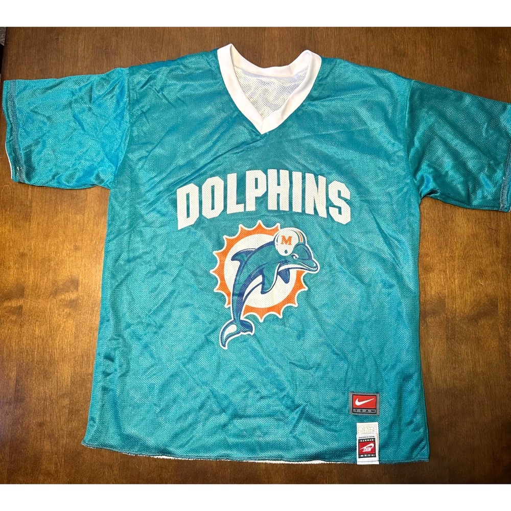 Miami Dolphins Jersey Men's Medium Blue Mesh Nike NFL Football Sports Pullover